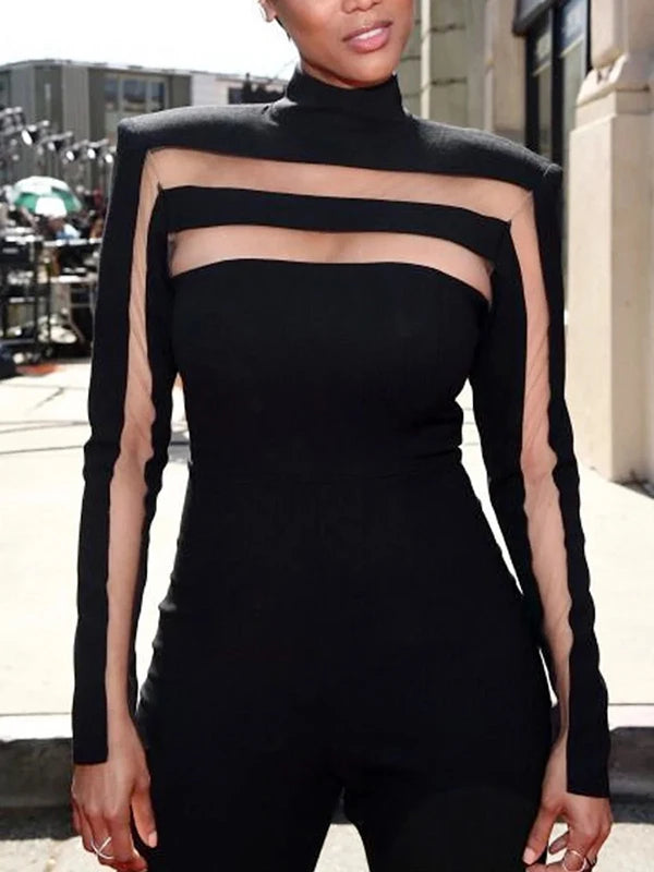 Female Fashion Sexy Mesh Splits High Neck