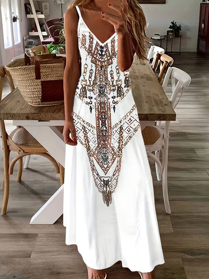 Western Ethnic Print Casual Tank Top Dress. Plain Back. Sizes to 2XL