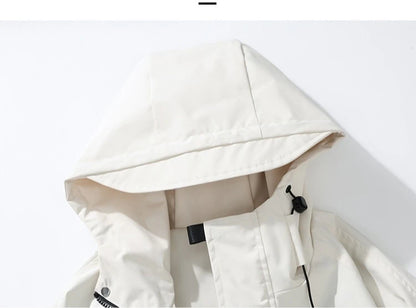 Lightweight, Wind and Waterproof Hooded Jacket. Velcro Banded Sleeves, 9 Colors