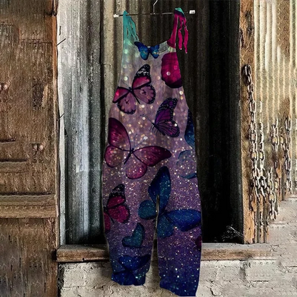 Boho Overalls in several different designs, Tie Straps, Loose Fit, Rolled bottoms