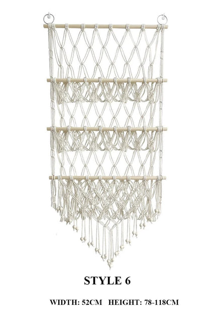Boho Hand-woven Storage Hammock Rack Ideal for Children's Room Plush Toy Storage Display Shelf Home Decor Organizer Mesh Wall Art Tapestry