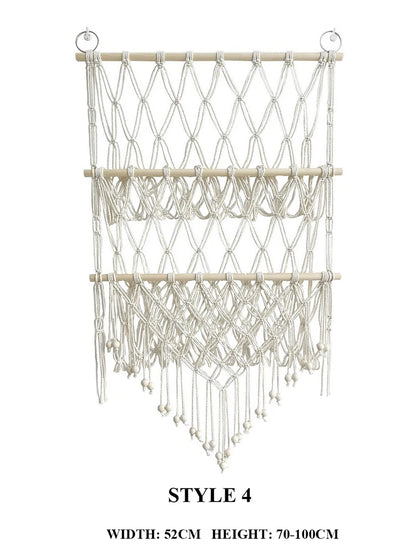 Boho Hand-woven Storage Hammock Rack Ideal for Children's Room Plush Toy Storage Display Shelf Home Decor Organizer Mesh Wall Art Tapestry