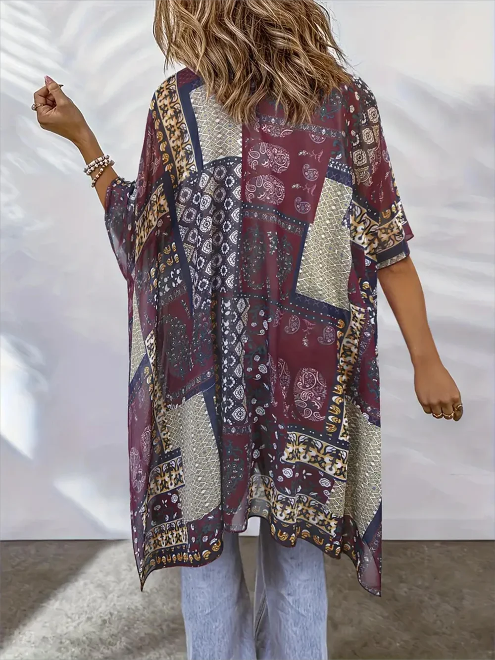 Plus-size Up to 5XL Bohemian-style casual cover-up for Streetwear or Casual Beach Cover-Up