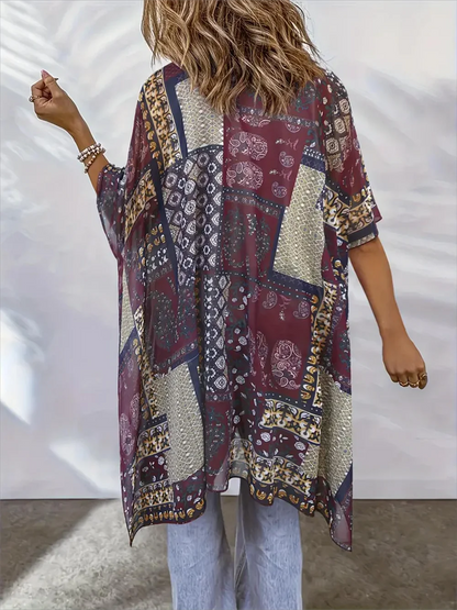 Plus-size Up to 5XL Bohemian-style casual cover-up for Streetwear or Casual Beach Cover-Up