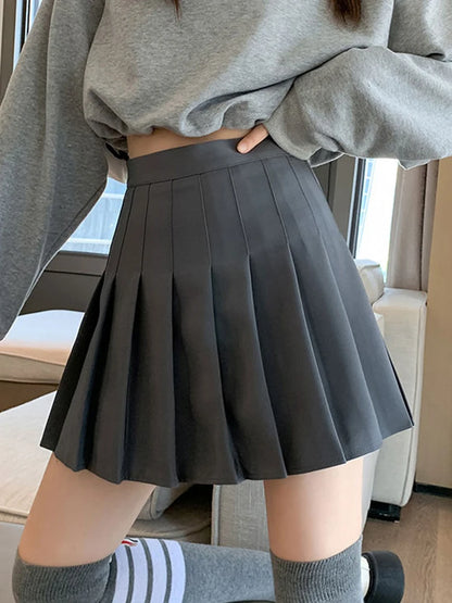 Sizes to 3XL, Pleated Skirt, High Waist, Zipper Closure, Mini-Skirts