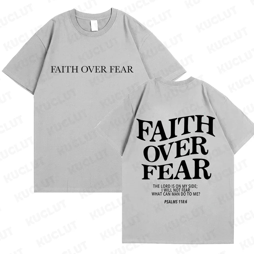 Sizes to 3XL Wide Variety of Colors "Faith Over Fear" T-shirts Christian Clothes Sportswear Bible verse