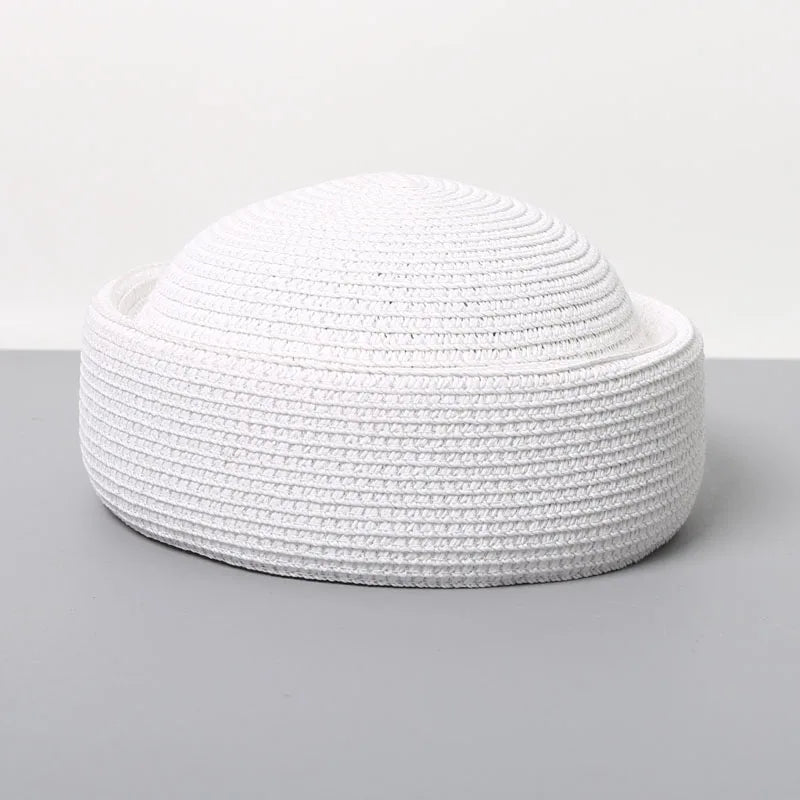 Straw Pillbox Hat  in 4 colors