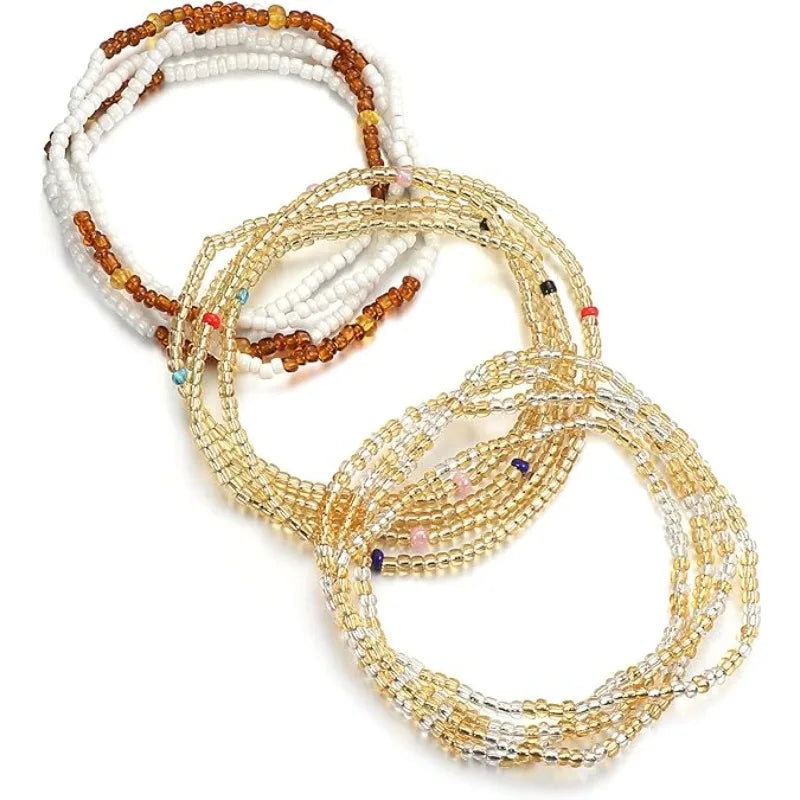 3 Piece Set of Waist Beads for low-rise pants or bikini wear. 10 different set colors to choose from
