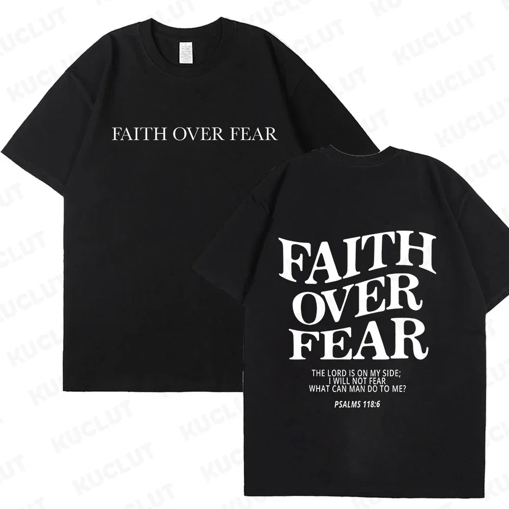 Sizes to 3XL Wide Variety of Colors "Faith Over Fear" T-shirts Christian Clothes Sportswear Bible verse