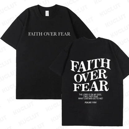 Sizes to 3XL Wide Variety of Colors "Faith Over Fear" T-shirts Christian Clothes Sportswear Bible verse
