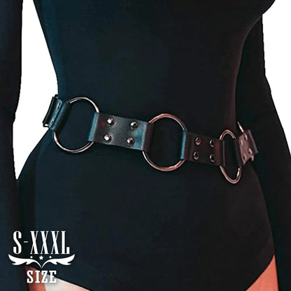 Gothic Pu Leather Harness Waist Belt Punk Waist Belt Straps Holding Metal rings