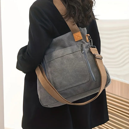 Versatile Handbag Large Capacity Canvas Casual Shoulder Crossbody Bag