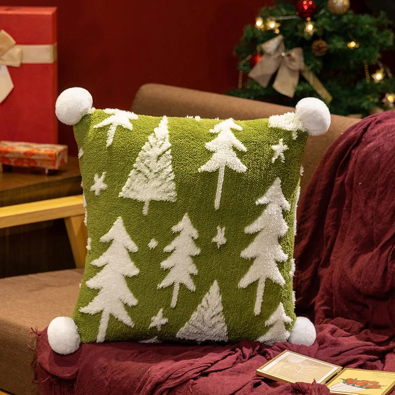 Christmas Tree Stuffed Throw Pillow or  Square, Tree Printed Pillows