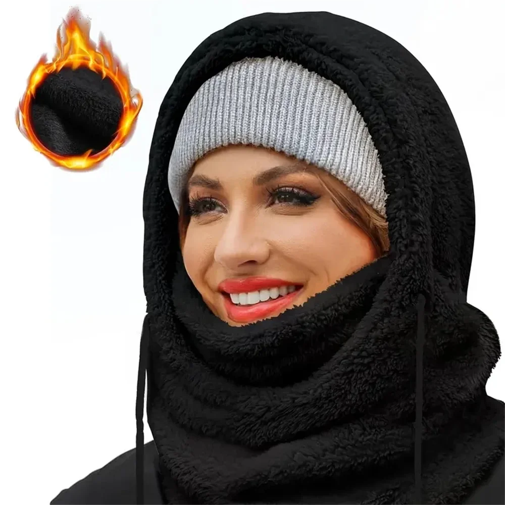 Warm Thermal Windproof  Ski Hood, Face Cover, Polar Fleece Adjustable, Neck Cover, Full Face Mask