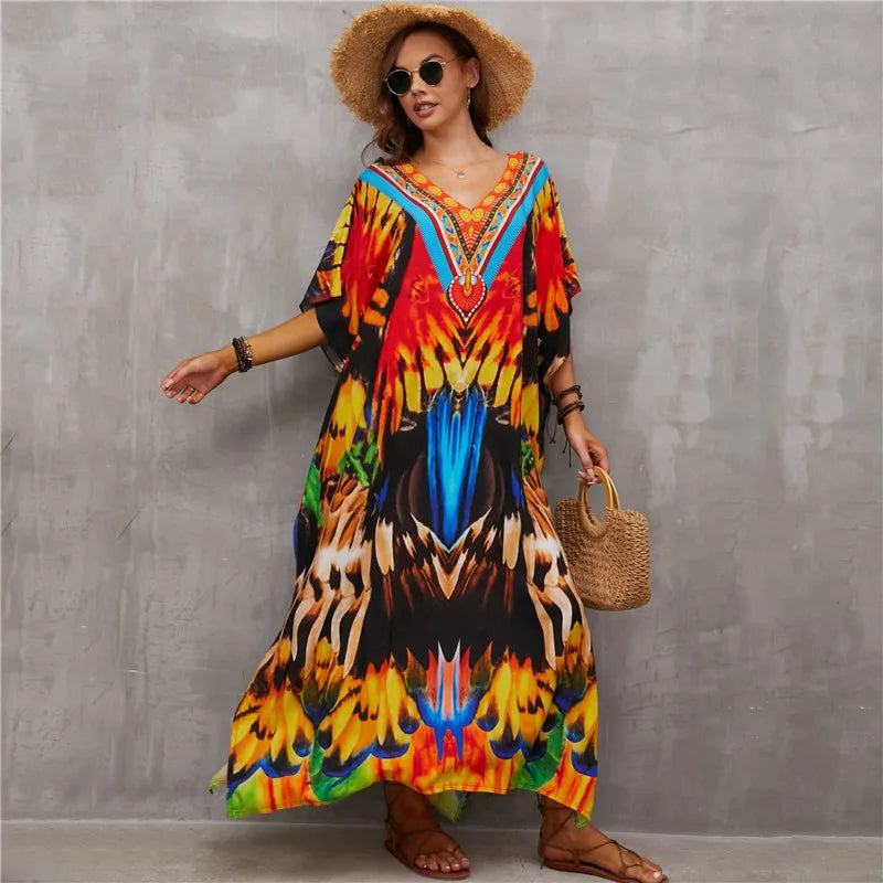 Plus Size Kaftan Dresses for Lounging or Cover-Up at the Beach. Several Designs
