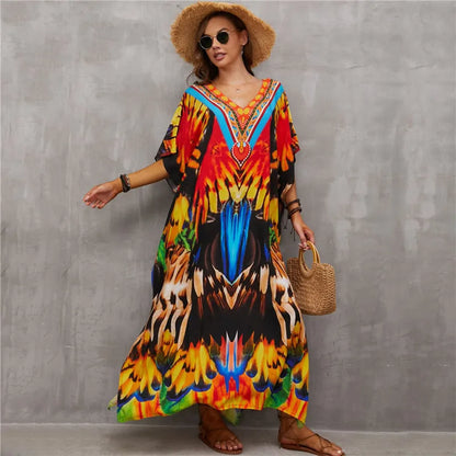 Plus Size Kaftan Dresses for Lounging or Cover-Up at the Beach. Several Designs