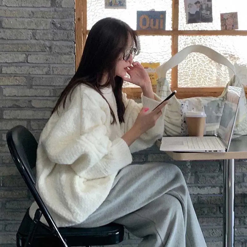 Thick Warm Cable Knit Oversized Pullover Sweater, 2 Colors