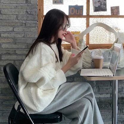Thick Warm Cable Knit Oversized Pullover Sweater, 2 Colors