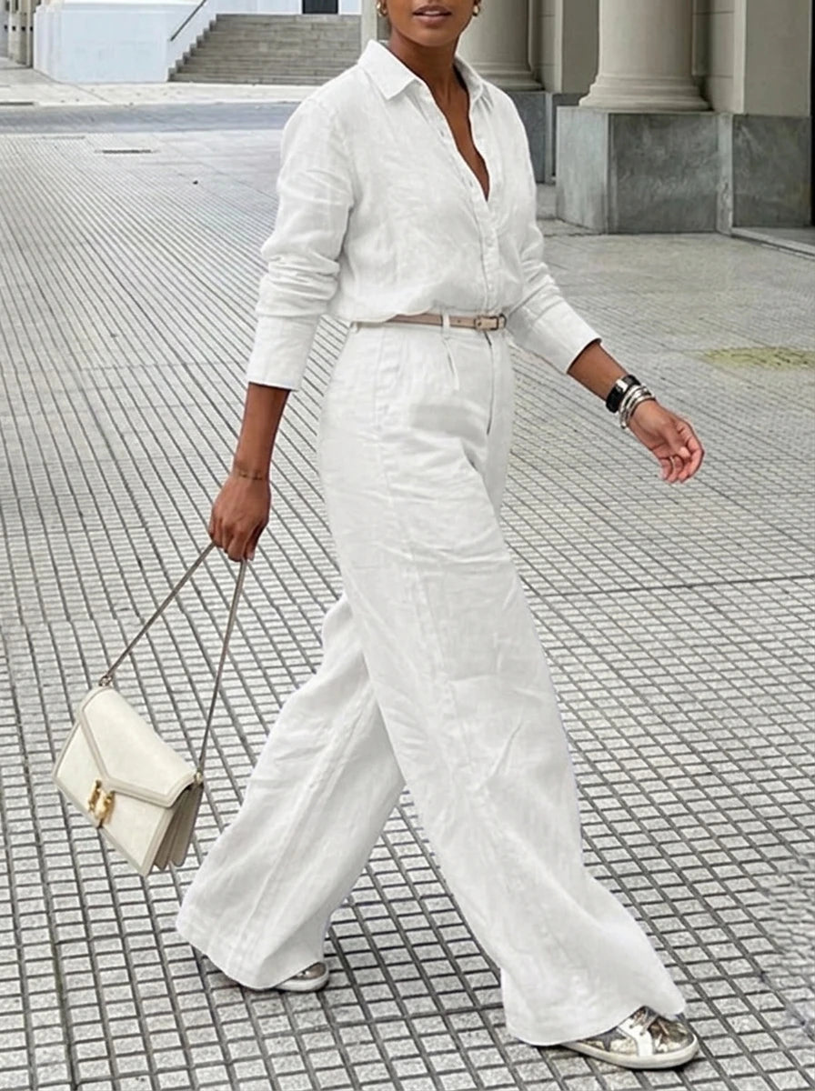 Boho Cotton/Linen High Waisted Wide Legged Pants with Pockets in Lavandar,  White, and Teal