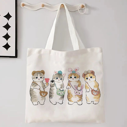 11 Designs of Cat Linen Shopping Bags, Large Capacity Shoulder Bags. Also great for Gift Bags