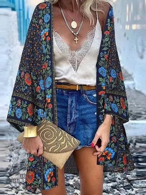 Women's Boho Blouse Cardigan Top, Casual Cover-Up in 12 designs