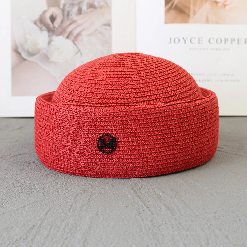 Straw Pillbox Hat  in 4 colors