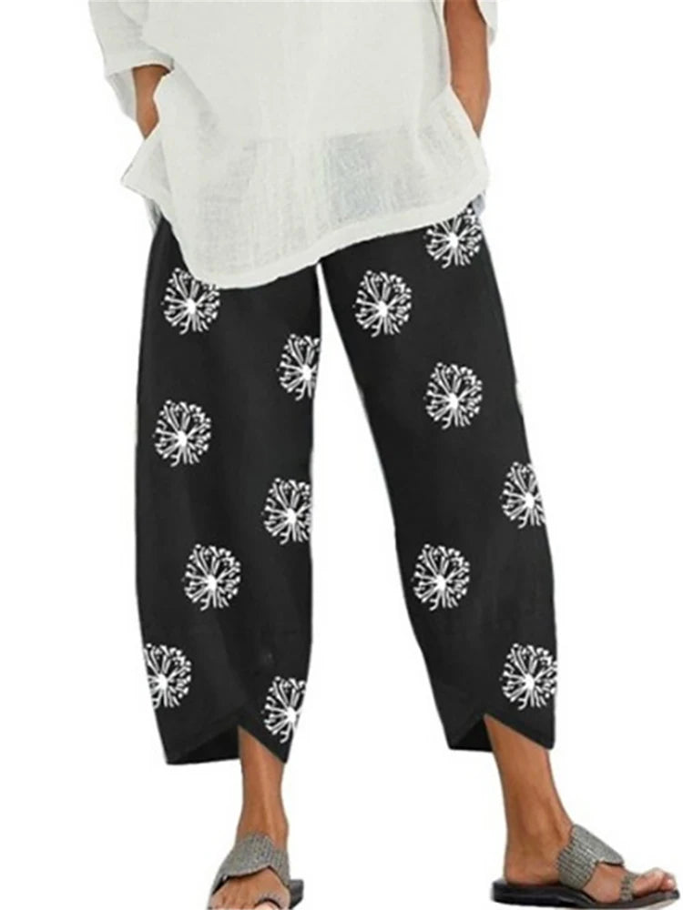 18 Solid and Patterned Cotton Linen Harem Pants, Wide Leg Trousers with Pockets