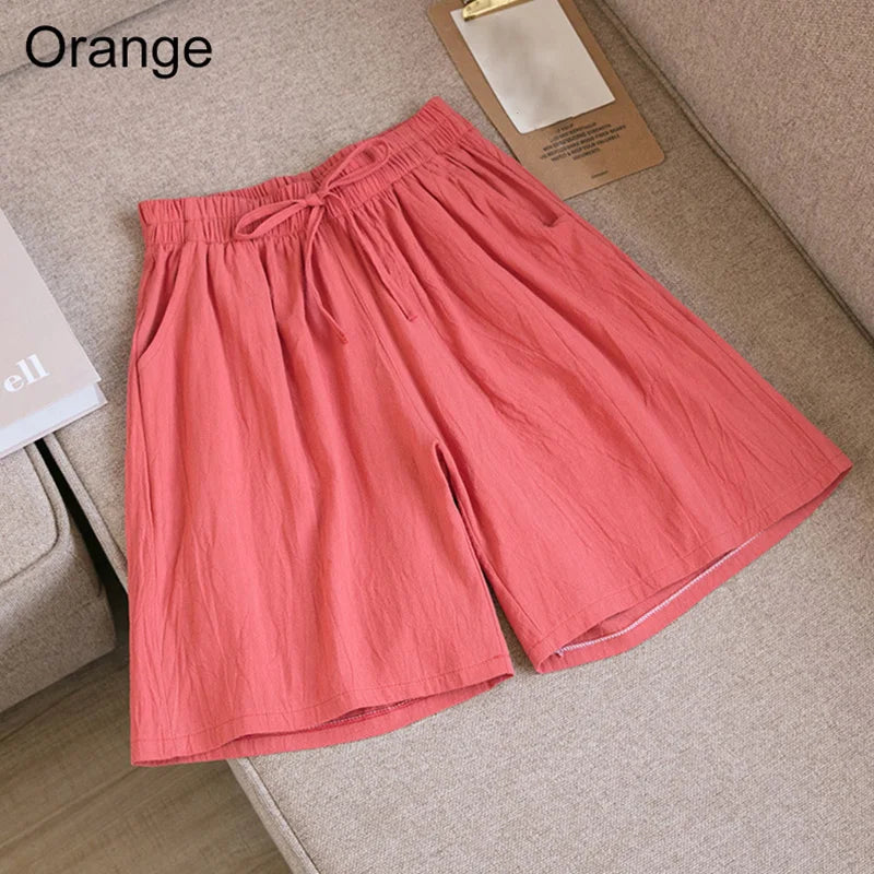 Sizes to 3XL Casual Linen Shorts High Waisted with elastic waistband and pockets Variety of colors