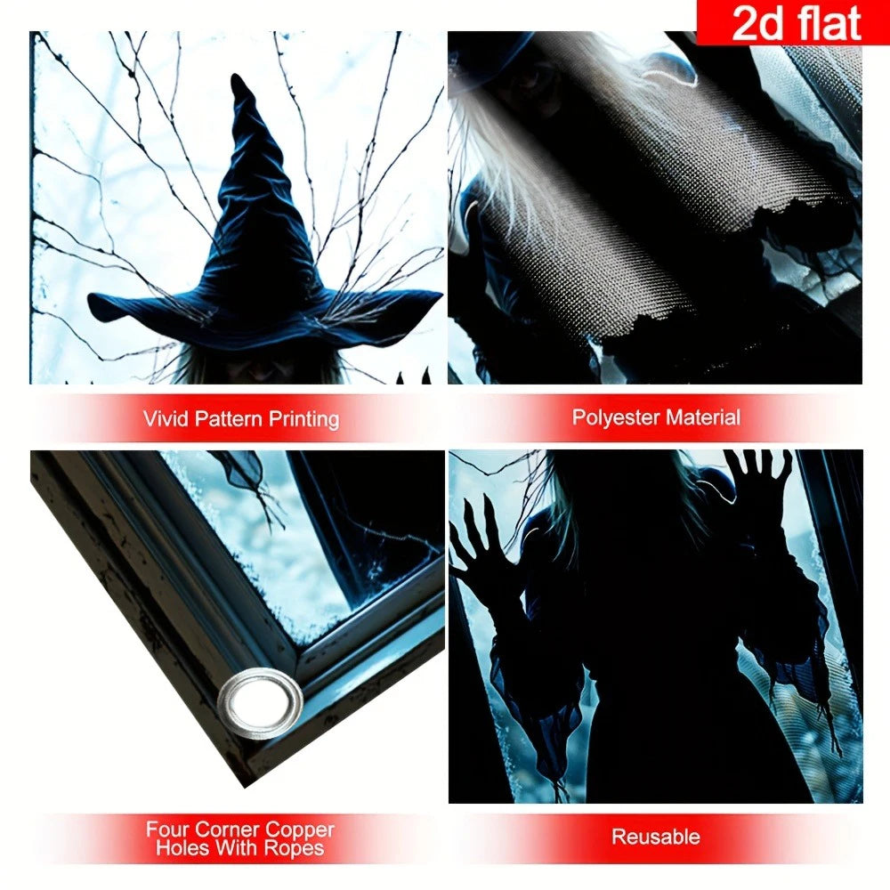 Halloween Witch Window Decor 2D Silhouette  31 by 47 inches