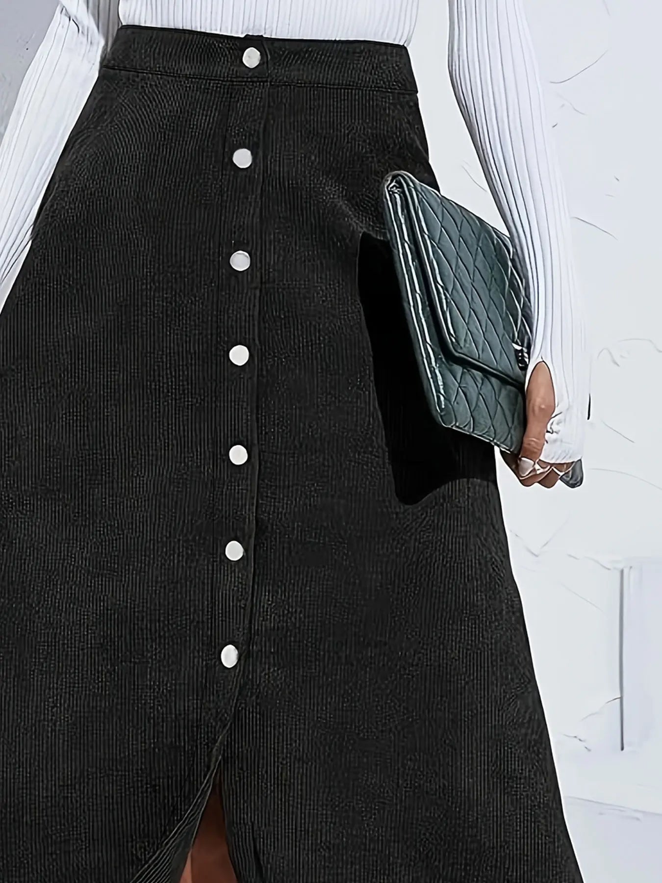 Sizes to 5XL,  Front Button Skirt, Broadcloth Denim