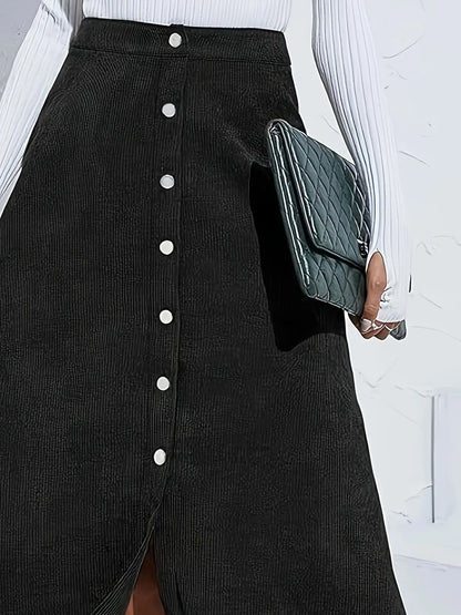 Sizes to 5XL,  Front Button Skirt, Broadcloth Denim