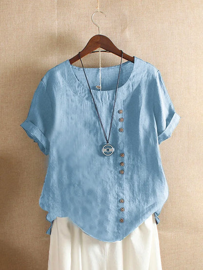 Sizes to 5XL Cotton Linen Vintage T-shirt Casual Loose Long Shirts with rolled sleeves.