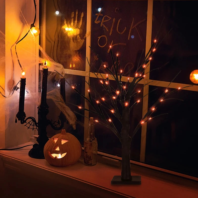 Halloween LED Birch Tree Light for Small Decorations.  Great to dis[play children's handmade Halloween items