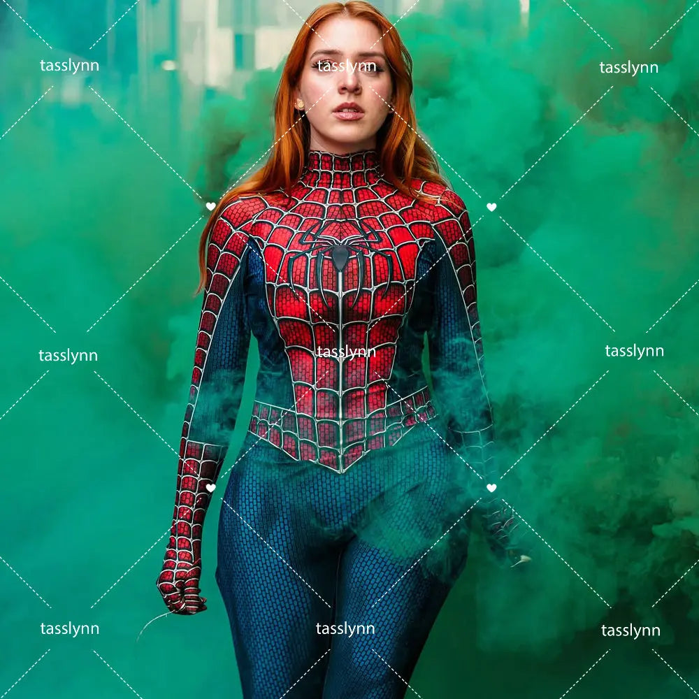 Sizes to 3XL--Spandex Spiderwoman Suit