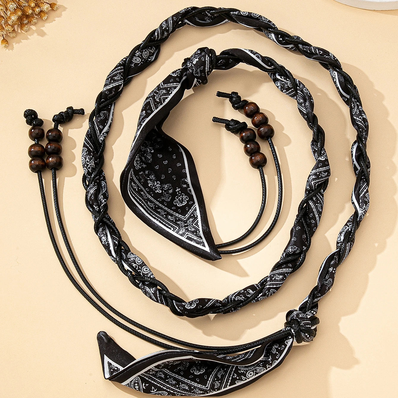 High-End Bohemian Silk Scarf Woven Necklace, Can Also Be Used as a Thin Belt,