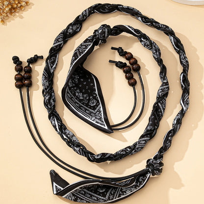 High-End Bohemian Silk Scarf Woven Necklace, Can Also Be Used as a Thin Belt,