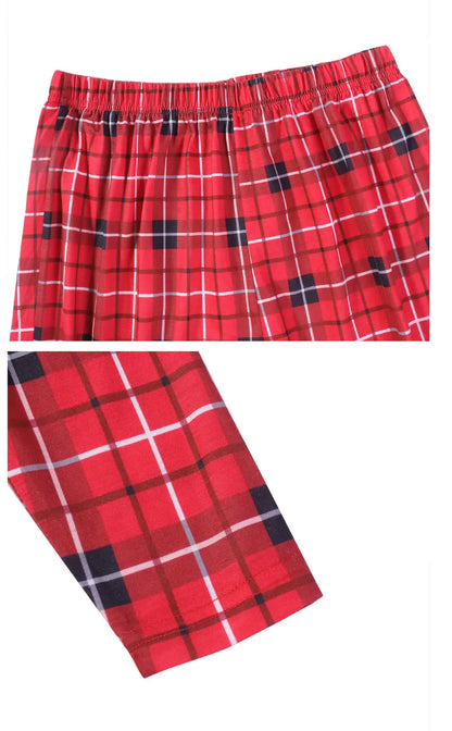 Family Christmas Pajamas Matching Sets Adult And Kids Red Plaid Button Shirts Tops+Pants Baby Romper Dog Pajamas too!!
