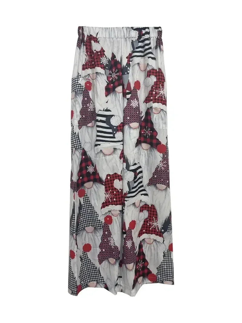 Plus Size to 5XL Casual Loose Long Wide Leg with Pockets Elastic Waist
