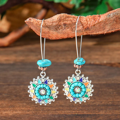 Vintage Tibetan Silver Geometric Turquoise Drop Dangle Earrings. 34 Variations