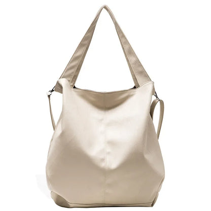 Retro Tote Bag, Casual, Large Capacity, Shoulder Crossbody Bag, Faux Leather in Green, Tan, and Black