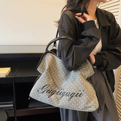 Shoulder Bag Half  Polka Dot Handbag Versatile Tote Bags 5 Designs