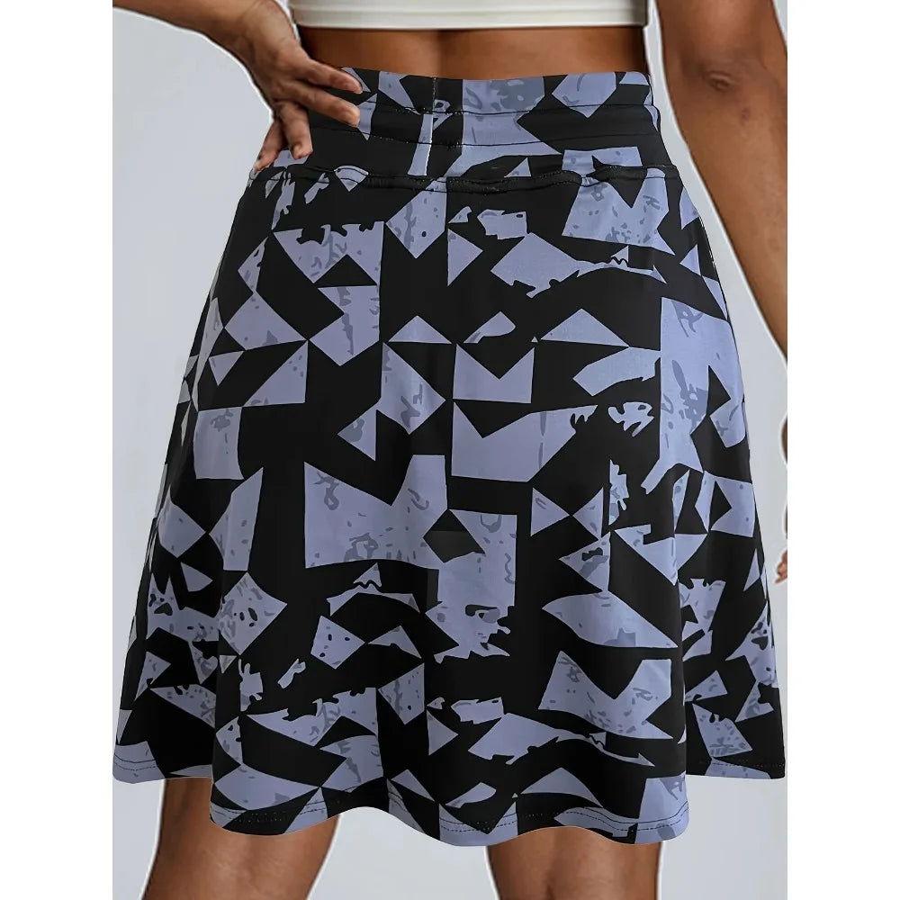 Sizes 1XL-5XL High-Waisted Slim-Fit, A-Line Printed Skorts, A-line Mini Skirt with a Phone Pocket