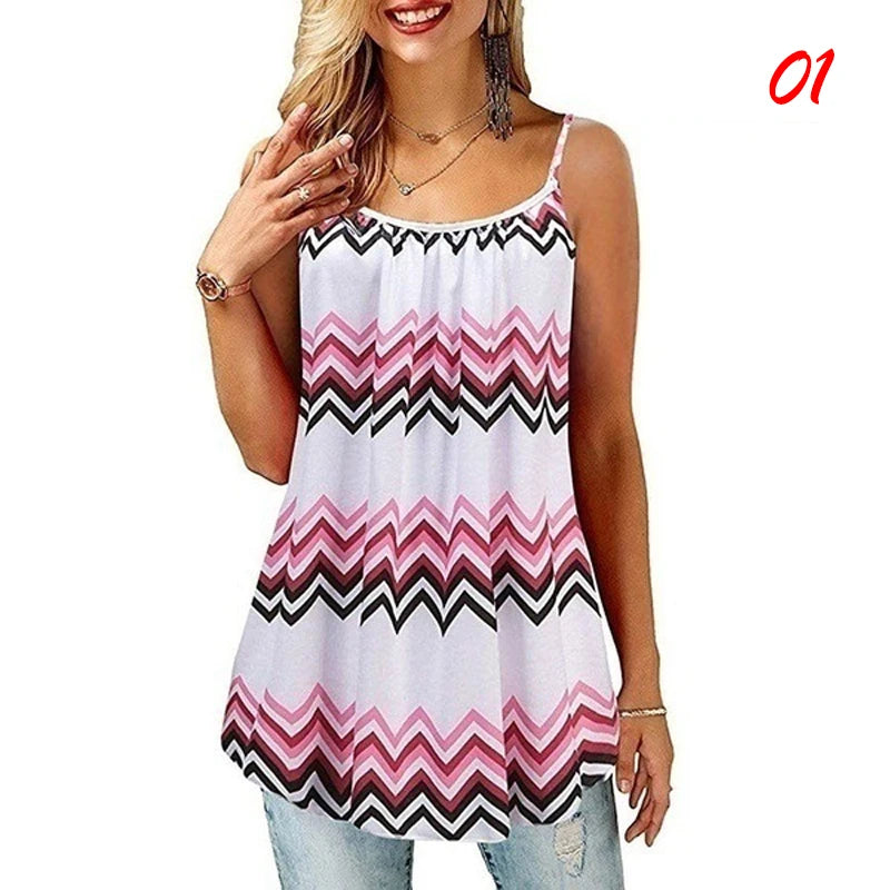 7 Designs up to 4XL Boho Tank Tops Printed Cami Casual Loose