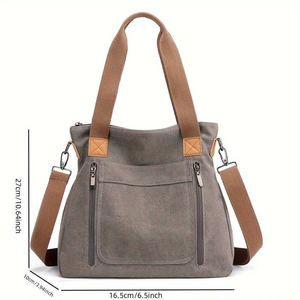 Versatile Handbag Large Capacity Canvas Casual Shoulder Crossbody Bag