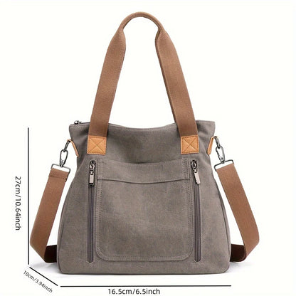Versatile Handbag Large Capacity Canvas Casual Shoulder Crossbody Bag