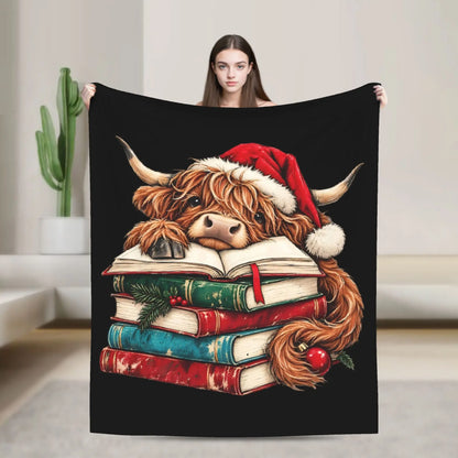 Christmas Highland Cow Fleece Blanket t for Home 150*125cm Piece. 25 Different Prints