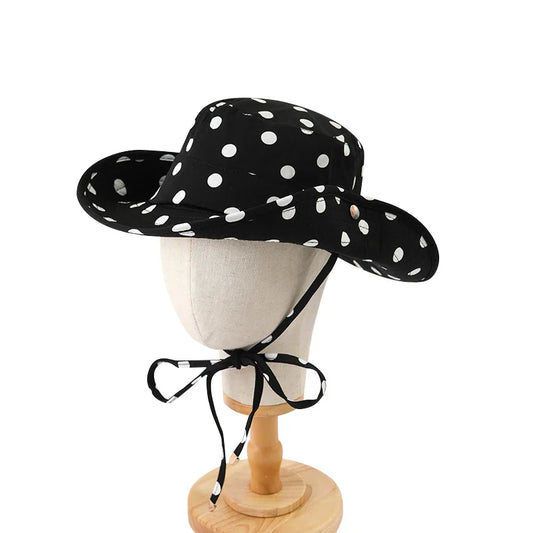 Black Polka Dot Bucket Hats With Big Brim  Also in Black and White checkered
