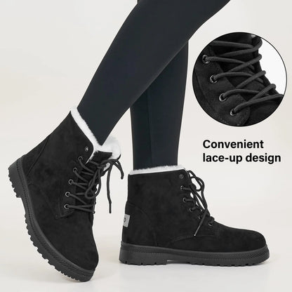 Crestar Winter Snow Boots for Women Warm Fur Lined, Ankle Boots, Lace Up, Non-Slip in Dark and Light Blue, Khaki, Red, and Black
