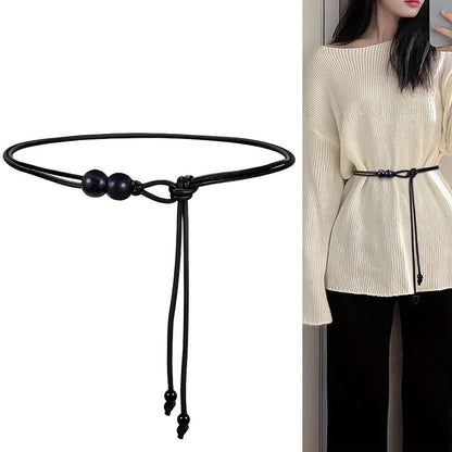 1pc Boho Waist Cincher Adjustable Slim Belt with Brown Bead Accents In various Colors