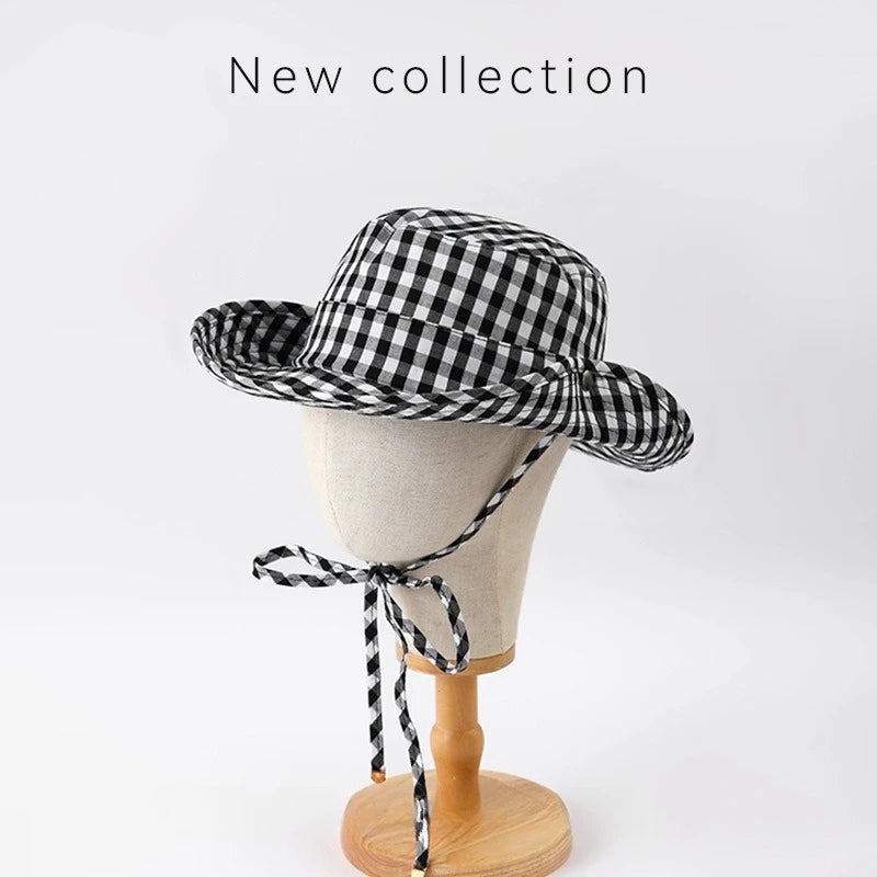 Black Polka Dot Bucket Hats With Big Brim  Also in Black and White checkered